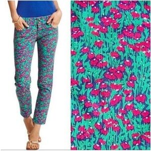 Lilly Pulitzer Women’s Pants Worth Skinny Mini Floral Cotton Size 4 NWOT Pink